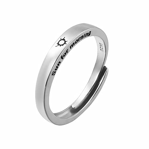 Aukmla Anillo de compromiso de plata con sol y luna, anillo abierto ajustable, anillo de boda para hombres y mujeres (plata sol-hombres)