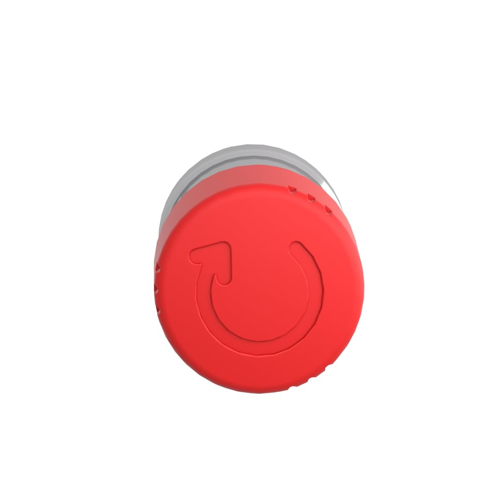 Schneider Electric ZB4BS834 Harmony XB4 Emergency Switching Off Push-Button Head, Chromium Plated Metal Bezel, Fits 22mm Diameter Cutouts, Trigger Latching Turn to Release, 30mm Red Mushroom