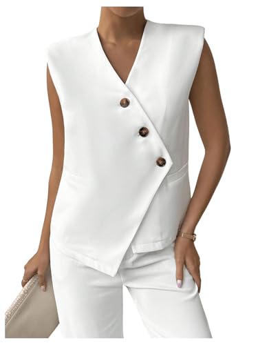 SHENHE Women's Elegant Sleeveless Blazer Vest Button Wrap Vest Business Office Suit Vest