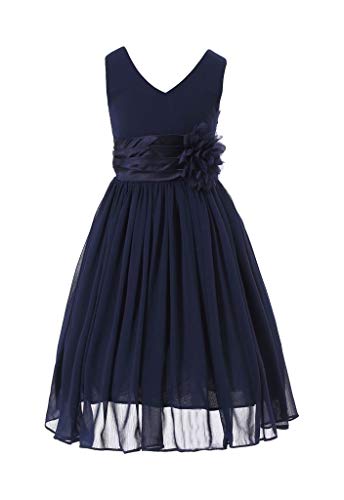 Bow Dream Junior Bridesmaids V-Neckline Chiffon Flower Girl Dress