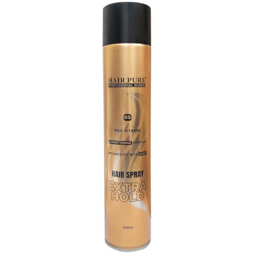 Image of Hair Pure Extra Hold Hair Spray | Quick Drying | Long Lasting Hold | No Flaking | Natural Shine | Non-Sticky | Easy Wash Off | Pro Vitamin B5 | Conditioning Formula (430ml)
