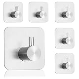 JRILUO 6er Set Haken Selbstklebend Edelstahl 4,5×4,5 cm, Klebehaken Handtuch Hakenlänge 2,6 cm, Klebehaken Silber Metall, Handtuchhalter Ohne Bohren, Wasserfest, Edelstahl Selbstklebend fürs Bad