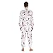 Poeticcity Couples Matching 1 PC Pajama, Unisex Soft Fleece Zip Up Hooded Pjs Jumpsuit Sleepwear Playsuit Lounge-wear(XXL) Pink White Magical Unicorns with Yellow Stars Pink Heart on White