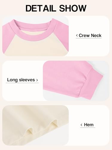 Gihuo Boys Girls Shirts Long Sleeve Cotton Color Block Raglan Sleeve Crewneck Baseball Tops Tees for Kids 5-14 Years​​2