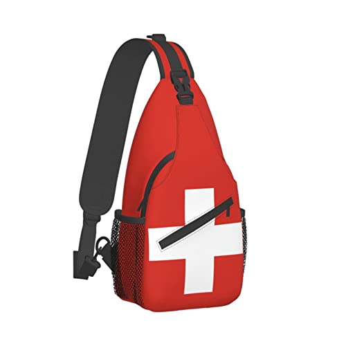 Mochila Swiss Flag Tipo Sling Negra Unisex miniatura 3