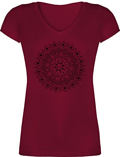 T-Shirt Damen V Ausschnitt - Kunst - Boho Mandala Yoga Sketch - M...