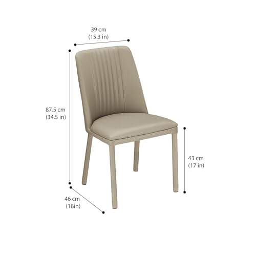 Image of Wakefit Taco Metal Dining Chair I Set of 2 I Leatherette Beige