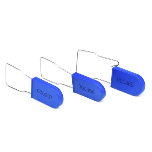 Image of Plastic Padlock Security Seals with Metal Wire Numbered Anti Tamper Tag (500, Blue)