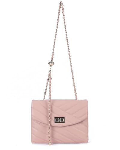 Image of LAVTUG Quilted Crossbody Bag for Women Small Flap Purse with Gold Chain | Faux Leather, Elegant Designer Shoulder Handbag, Everyday Use