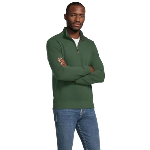 Lands' End Mens Bedford Rib Quarter Zip Sweater Estate Green Regular Medium