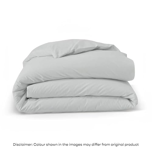 Image of SleepyCat Sateen Duvet Cover | 100% Cotton | 300TC Sateen Weave with Corner Ties & Zipper Closure | Oeko-TEX & AZO Free - Denim (Double Size, 90x100 Inches)