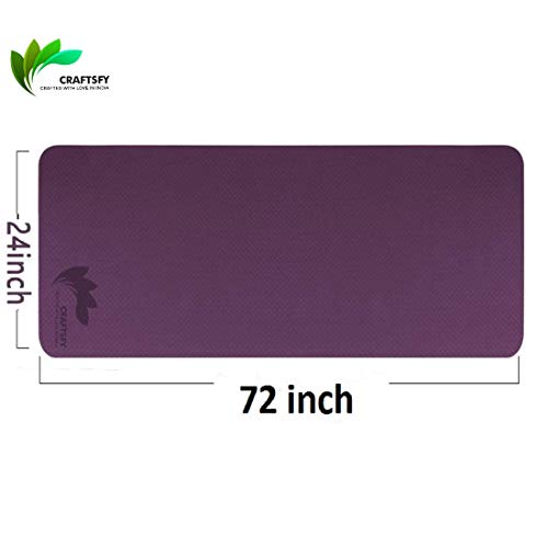 TPE Yoga Mat with Carrying Bag and Strap -Dual Layer-Reversible Fitness Mats for Men and Women (Purple and Pink, 72 x24 Inch, 6 mm) 3