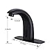 Fyeer Automatic Touchless Bathroom Sink Faucet Motion Activated Sensor Faucets Hands Free Commercial Tap with Hole Cover Deck Plate Battery Operated Control Adjustable Temperature Mixer（Matte Black）