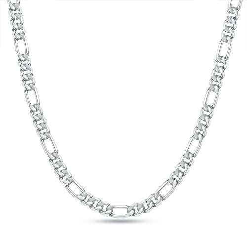 OCHCOH 925 Sterling Silver Clasp 2.5/3/4/5mm Figaro Chain for Men Women Diamond Cut Silver Chain Necklace for Men Women 16, 18, 20, 22, 24, 26, 28, 30 Inches