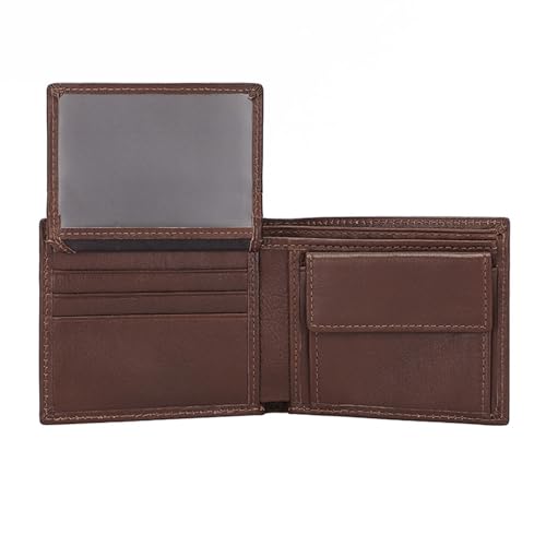 Men's Real Leather Wallet Slim Bifold RFID Blocking Small Credit Card Pockets ID Window(brown)