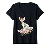 Photo Gallery donna divertente pazzo sphynx lady cat lover maglietta con collo a v Photo Gallery donna divertente pazzo sphynx lady cat lover maglietta con collo a v
