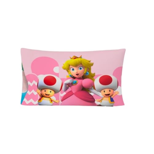 Franco Super Mario Princess Peach Kids Beauty - Funda de Almohada estándar de satén Sedoso de 20 x 30 Pulgadas, para Cabello y Piel (Producto Oficial)