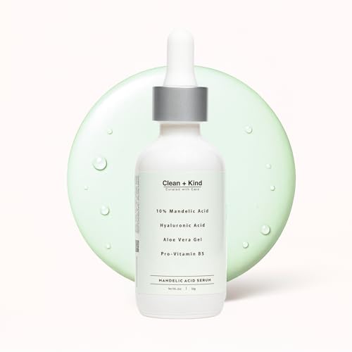 Clean + Kind 10% Mandelic Acid Serum – Gentle Exfoliant for Sensitive & Acne-Prone Skin | Fades Dark Spots, Reduces Redness & Refines Texture
