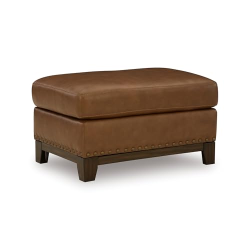 Image of Signature Design by Ashley Brendola Leather Ottoman, Amber, No Assembly