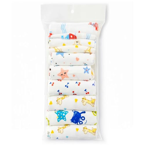 Image of GLUN Soft Premium Baby Washcloth for Newborn, Pack of 8 Printed Mini Wash Towel, Washable, Reusable, & Absorbent, Extra Soft Face Towels for Babies