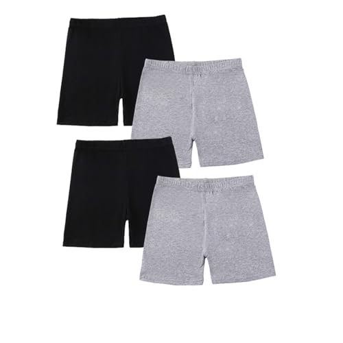 TYUSGH Paquete de 4 pantalones cortos de baile para niñas, ciclismo, correr, carreras, deportes, pantalones deportivos para niños, pantalones de verano de algodón, pantalones de ciclismo, gimnasio