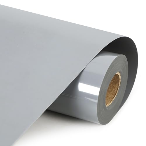 Image of HTVVETUR HTV Vinyl Rolls Heat Transfer Vinyl - 12 inch x 9ft Silver HTV Vinyl for Shirts, Iron on Vinyl for Cameo - Easy to Cut & Weed for Heat Vinyl Design (09 K11 Silver-9ft)