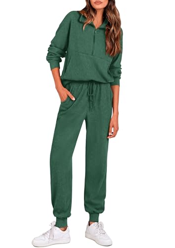 PRETTYGARDEN Women's Fall 2 Piece Lounge Sets Zip Up Sweatshirt Jogger Pants Sweat Track Suits Travel Outfit Winter Clothing