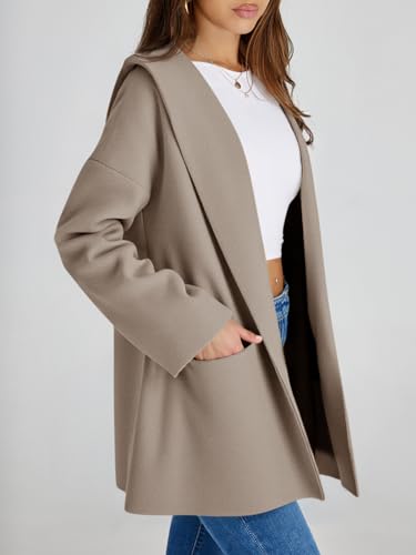 Saodimallsu Womens Open Front Knit Cardigans Oversized 2025 Fall Lapel Hooded Long Sweater Coats with Pockets4