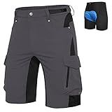 Ally Mens Mountain Bike Shorts Padded MTB Shorts Baggy Biker Cycling Bicycle Biking Shorts Loose-fit with 6 Pockets (Grey, X-Large)