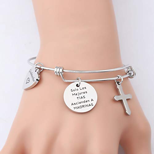 BEKECH Madrina Bracelet Solo Las Mejores Tias Ascienden A Madrina Gift for Madrina Baptistim Gift Godmother Proposal Bracelet3