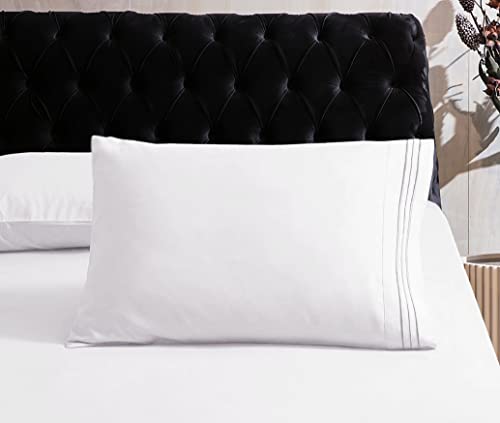 Image of Mocassi Hotel Luxury 1800 Thread Count Bedding Pillowcases Standard Size Set of 2 - Pillow Covers - Pillow Protector - Cooling Pillowcases (Set of 2 Standard /Queen Size, White)