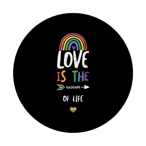 Queer: Love is the rhythm of life - LGBTQ Sayings PopSockets Swappable PopGrip, Black - Image 3