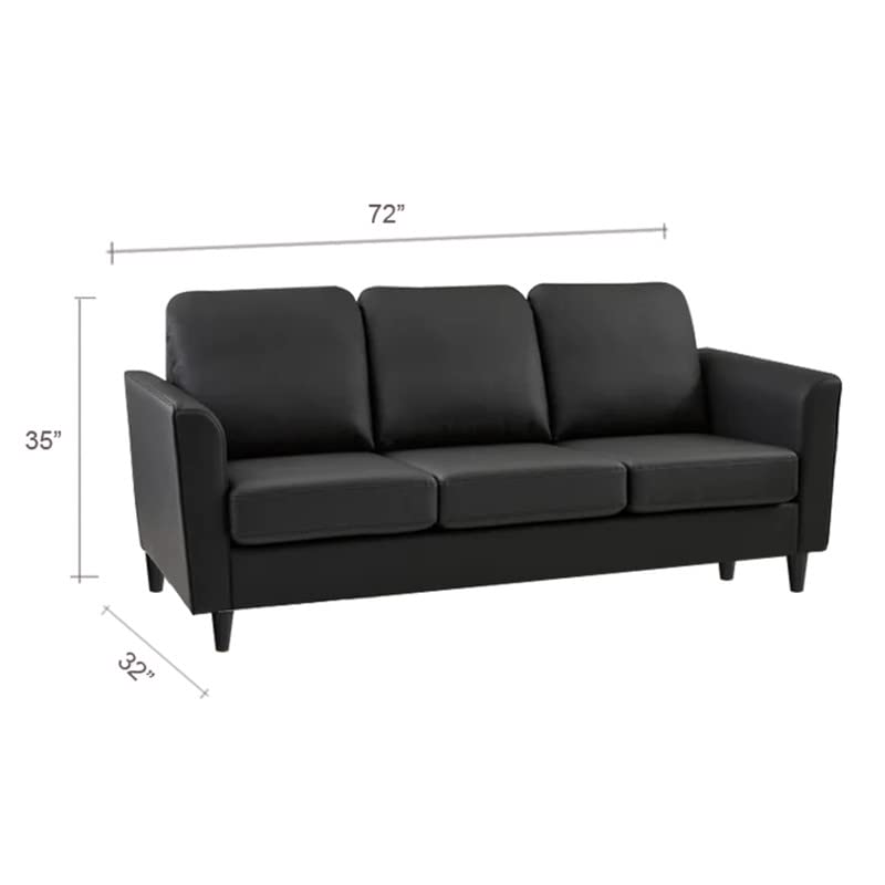 Image of Jerry 3 Seater Leatherette Sofa Set for Living Room Black |Leather Sofa 3 Seater | Three Person Sofas Couch for Office Festival Gift