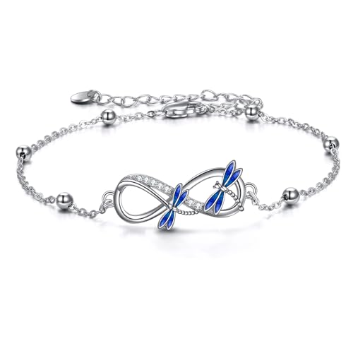 Image of POPLYKE Ladybug /Dragonfly /Bee /Paw Bracelet for Women Sterling SIlver Bracelet /Anklet Jewelry Gift for Women