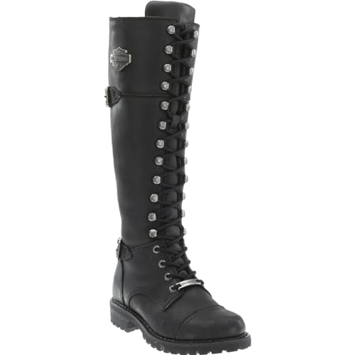Harley-Davidson Footwear Womens Beechwood Zippered Motorcycle Casual Boots Knee High Low Heel 1-2" - Black - Size 7.5 B2
