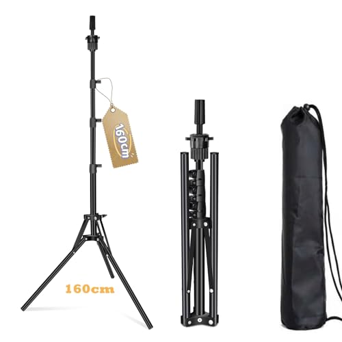 Beauty Star [ 63inch Tall ] Mannequin Head Stand, Wig Stand Tripod for Almost All Canvas Block Styling Doll Cosmetology Hairdressing Training Head