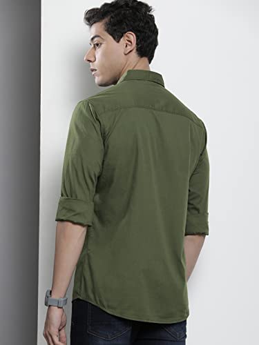 Image of The Indian Garage Co Men Slim Fit Solid Full Sleeves Cutaway Collar Casual Shirt