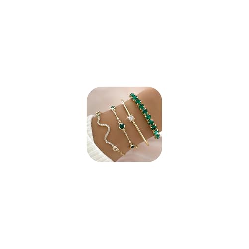 Green Bracelet Money Bracelets for Women Stackable Rhinestone Bracelets Chunky Gold Bangles Bracelet Emerald Green Dress for Women Trendy 2025