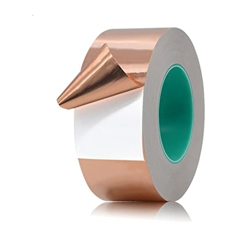 Niciksty Copper Foil Tape 20m x 50mm, Self Adhesive Dual Conductive Slug Barrier Copper Tape for Guitar EMI Shielding, Soldering, Electrical Repair,Stained Glass & Plant Protection Cover
