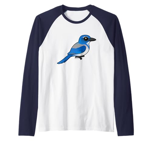 Cute Cartoon California Scrub-Jay Birdorable Bird Raglan Baseball Tee
