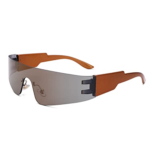 Image of COASION Wrap Around Sunglasses for Women Men Trendy Rimless Futuristic Shades Y2k Shield Flat Top Fashion Eyeglasses