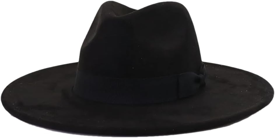Women Men Wide Brimmed Soft Hat Bow Accessories Suede Top Cap Flat Brim Jazz Fedora Hats