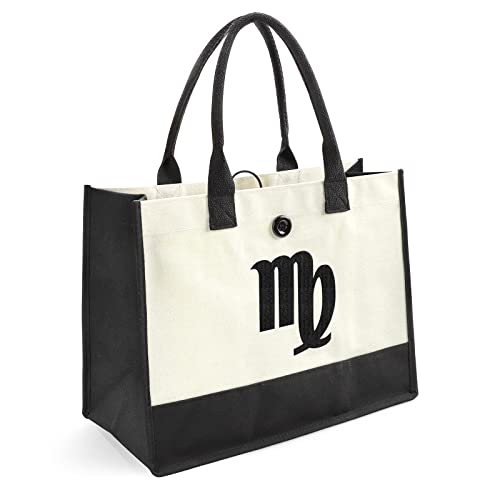 YOOFAN Tote Bag Einkaufstasche - Personalisierte Sternbild Geschenktasche für Frauen für Arbeit, Büro, Reisen, Einkaufen, Schule und Alltag-Jungfrau Cover