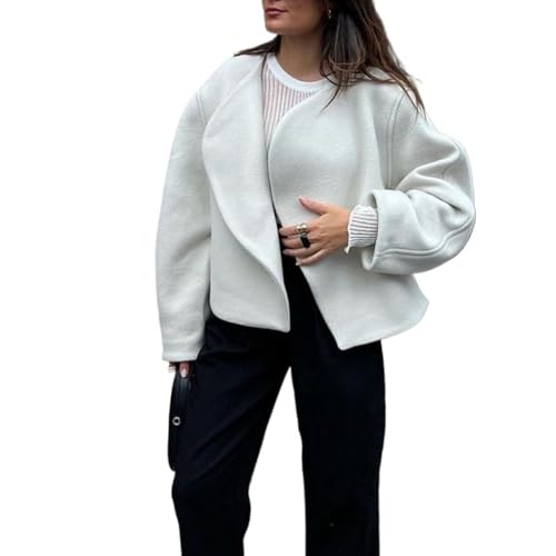 Structured Oversized Short Jacket Drop Shoulder Open Front Minimalist Coat Casual Loose Outerwear Jackets4