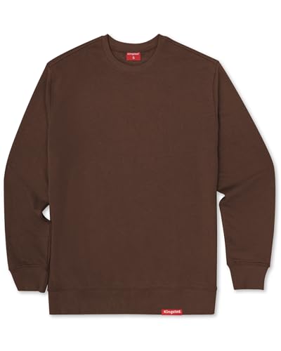 Kingsted Brown Sweatshirt for Men Super Soft Lightweight Sweater Premium Terry Fabric Classic Everyday Comfort Fit (Java Brown Large)
