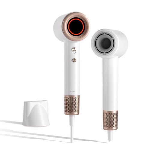Image of BOWEI Negative Ion Hair Dryer, 110000 RPM High-Speed Motor Blow Dryer Fast Drying, 49dB Low Noise, 3 Wind Temperature & 2 Speed Settings, Lightweight Ionic Hairdryer for Salon Home Travel, Jade White