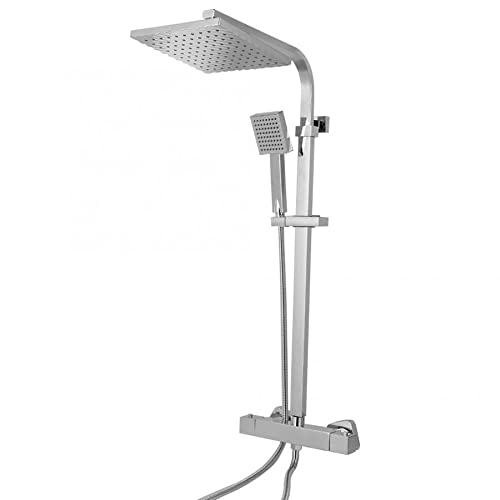 Système douche thermostatique acier inoxydable carré kit salle de bain maison
