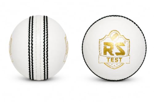 Image of R S Professional White Test 4 Piece Cricket Leather Ball Power Series Hand Stitched Ideal for T20, ODI & Test Matches (5, White)