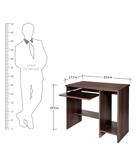 Image of MAMTA DECORATION Engineered Wood Writing Study Table with Shelves Storage for Home Computer Desk with Keyboard Shelf for Office and Home (Dark Matt Finish)