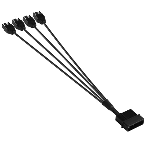 Molex to 4 Pin Fan Cable 12V Full Speed PC Fan Power Splitter, Dual 4-Pin Adapter for ATX PSU Case Cooling 30cm/11.8in (1 to 4)